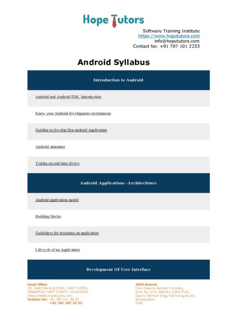 Android Syllabus-compressed | Hope Tutors